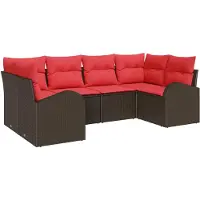 vidaXL Ensemble de canapés de jardin , 6 pièces, couleur marron [Matériau synthétique] : rotin synthétique