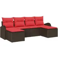 vidaXL Ensemble de canapés de jardin , 6 pièces, couleur marron [Matériau synthétique] : rotin synthétique