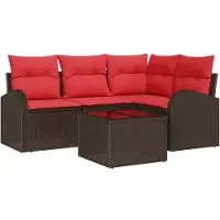 vidaXL Ensemble de canapés de jardin , 5 pièces, couleur marron, en polyrotin