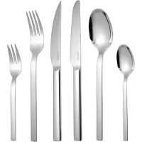 Deleca 6 Person Luxury Cutlery Set Elegantia - Cuillères, Couteaux, Fourchettes, Couteaux à Steak & Fourchettes à Pâtisserie - Lavable au lave-vaisselle - Couverts de Noël - Argent / Acier inoxydable