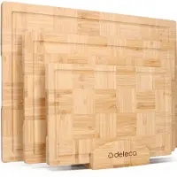 Deleca Set de planches à découper avec support - 3 pièces (40x30 / 33x24 / 26x18 cm) - Planche à découper pour la cuisine - Planche à découper, Planche à servir, Planche à fromage, Planche à servir et