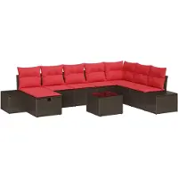 vidaXL Ensemble De Canapé De Jardin 9 Pcs Marron Polyrotin