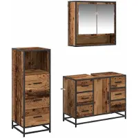 vidaXL Ensemble de meubles de salle de bain, 3 pièces, bois de récupération, 80 x 33 x 60 cm