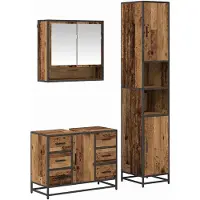 vidaXL Ensemble de meubles de salle de bain , 3 pièces, bois de récupération, 90 x 33 x 60 cm