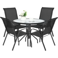 Leobert Ensemble Repas - - Island/Sofia - Noir - 90 Cm - 5 Pièces