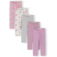 MINOTI Leggings gris chiné / lilas / rose clair / blanc