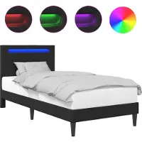 vidaXL Cadre de lit avec bandes lumineuses LED Noir 100 x 200 cm Simili cuir
