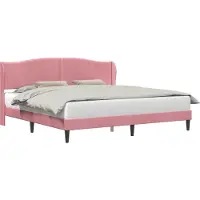 vidaXL Cadre de lit avec tête de lit rose 180 x 200 cm velours