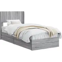 vidaXL Sommier avec rangement et tête de lit, gris Sonoma, 90 x 190 cm