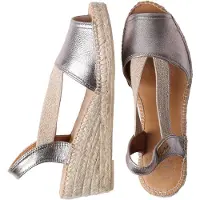 Toni pons Teide-p Esparto Wedge Sandals Argenté EU 36 Femme