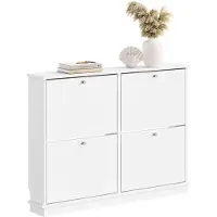 SoBuy Meuble à chaussures blanc 4 portes 105x48x78 cm