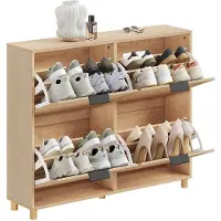 SoBuy Armoire à chaussures - 4 portes - 8 compartiments - Design moderne - 83 x 24 x 100 cm | FSR214-N