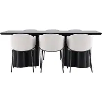 Ebuy24 Olivia ensemble pour salle à manger table 100x210cm et 6 chaises velours avec accoudoirs noir.