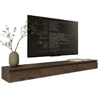 Selsey Bemmi Slim - Meuble TV suspendu à 4 portes, aspect bois noyer du Wisconsin, 200 cm