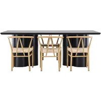 Ebuy24 Olivia ensemble pour salle à manger table 100x210cm et 6 chaises avec accoudoirs empilables noir.