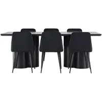 Ebuy24 Olivia ensemble pour salle à manger table 100x210cm et 6 chaises velours noir.