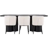 Ebuy24 Olivia ensemble pour salle à manger table 100x210cm et 6 chaises bouclé noir.