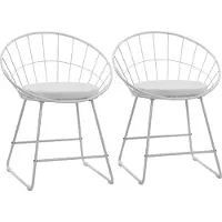 Happy Garden Lot de 2 chaises en métal blanc et coussin blanc ALEX
