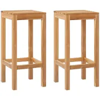 vidaXL - 2 tabourets de bar en bois massif teck naturel