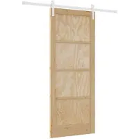 vidaXL : Porte coulissante, 86 x 211 cm, en bois massif de pin, finition naturelle et blanche