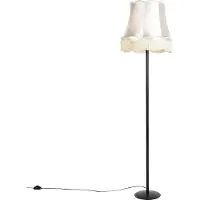 QAZQA Lampadaire rétro noir avec abat-jour crème 45 cm - Simplo