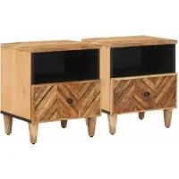 vidaXL Table de chevet avec tiroir 2 pcs Marron 50 x 33 x 60 cm