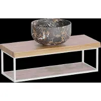 Balmani Life Edge Mini tablette 55 x 22,50 cm teck avec Bowl vasque à poser en marbre Portoro Gold