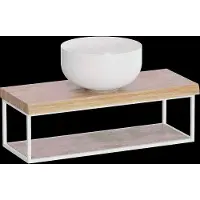 Balmani Life Edge Mini tablette 55 x 22,50 cm teck avec Bowl vasque à poser en Solid Surface blanc mat