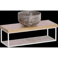 Balmani Life Edge Mini tablette 55 x 22,50 cm teck avec Bowl vasque à poser en marbre Dark Emperador