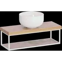 Balmani Life Edge Mini tablette 55 x 22,50 cm teck avec Bowl vasque à poser en marbre Carrara