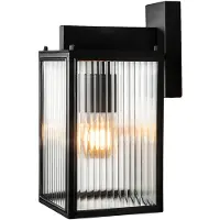 Konstsmide Lampe murale Carpi noir avec verre nervuré