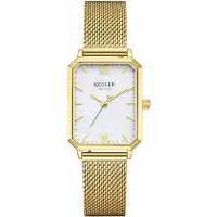 Régler Montre à affichage analogique 'Élégance Mesh Gold - Pearl' or