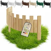 Pemicont Floranica Bordure de potager bois 100 x 30 cm, Naturel – découpe en créneaux, pin, trois piquets intégrés