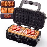 Kitchenbrothers Appareil multifonction 3-en-1 - Gaufrier/Grill/Croque monsieur - Plaques interchangeables - acier inoxydable