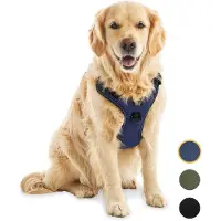 Jake and Jacky Harnais pour chien Jake et Jacky - Harnais anti-traction - Harnais pour chien - Harnais Y pour chien - Réfléchissant - Bleu - Taille XL
