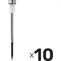 Grundig Solar Garden Lights 10 pcs - Lampes solaires avec lumière blanche - 6-8 heures d'autonomie de la batterie - IP44 résistant à l'eau - Ø4,8 x 36,5 cm - Acier inoxydable