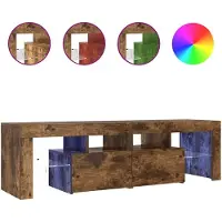vidaXL Armoire TV avec lampes LED chêne fumé 140x36,5x40 cm