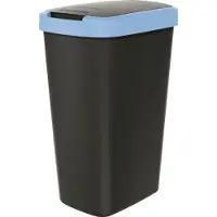 Prosperplast Poubelle 45l avec couvercle KEDEN COMPACTA Q noir avec bord bleu clair