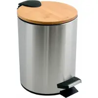 Spirella Seau à cosmétiques 3 litres inox bambou avec abaissement automatique et seau intérieur Adonis Poubelle de salle de bains Softclose Poubelle argentée