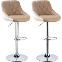 Bolt Tabouret de bar Happyment Portu – Lot de 2 – Beige – Tabouret de bar – Chaise de cuisine – Chaise de bar avec dossier – Simili cuir – Réglable en hauteur – Ergonomique