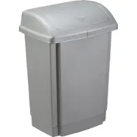 PLAST TEAM Vertriebs GmbH plast team 13460803 plast team poubelle à couvercle basculant, 15 litres, argent