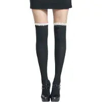 Banned Retro Chaussettes montantes de - Chaussettes Hautes Mina - Standard - pour Femme - noir - Taille Standard