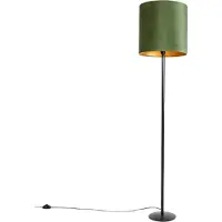 QAZQA Lampadaire botanique noir avec abat-jour vert 40 cm - Simplo
