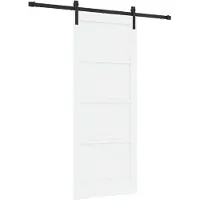 vidaXL : Porte coulissante, 83 x 202 cm, en bois massif de pin, blanche et noire