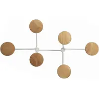 Alba Patère murale Design. 6 patères - Blanc bois/métal