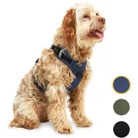 Jake and Jacky Harnais pour chien Jake et Jacky - Harnais anti-traction - Harnais pour chien - Harnais Y pour chien - Réfléchissant - Bleu - Taille M