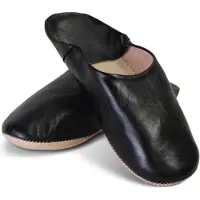 Safaary Babouche marocaine en cuir noir