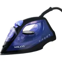 SOKANY , fer à repasser à vapeur 1600 W avec semelle en céramique et réservoir de 190 ml, noir / bleu
