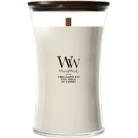 Woodwick Tonka & Almond Milk bougie parfumée avec mèche en bois 610 g