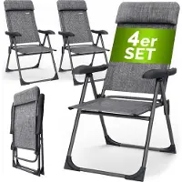 Casaria 4x Chaise de jardin gris chiné pliable en aluminium